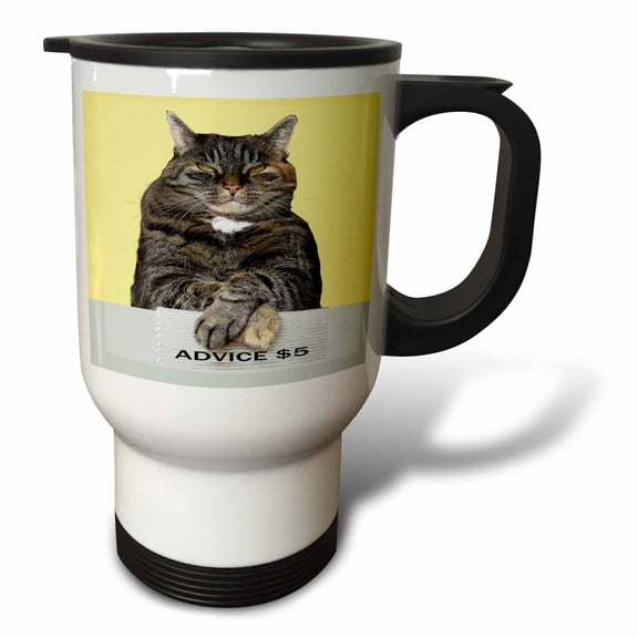 3drose, Funny Advice Cat Looking Aloft Grumpy Meme, 14oz Stainless Steel Travel Mug
