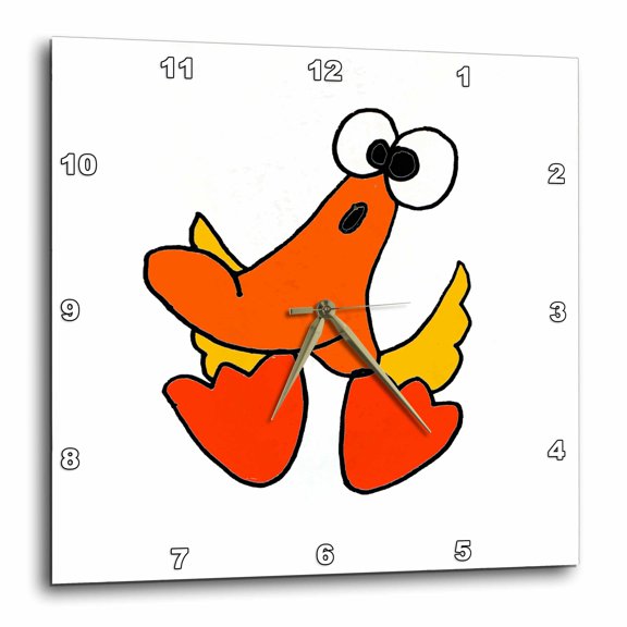 3drose, Funny Big Headed Duck Cartoon, 15x15 Wall Clock