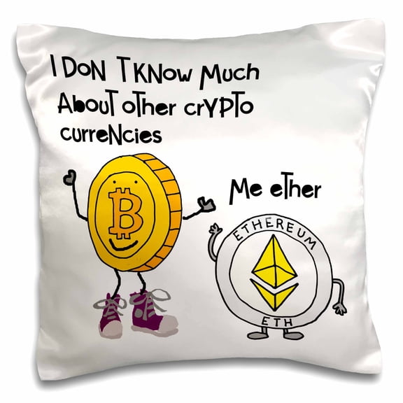 3drose, Funny Bitcoin and Ethereum Cryptocurrency Digital Money Ether Pun, 16x16 inch Pillow Case