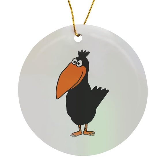 3drose, Funny Black Crow, Circle Porcelain Ornament