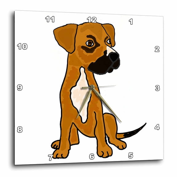 3drose, Funny Boxer Mix Rescue Puppy Dog, 10x10 Wall Clock