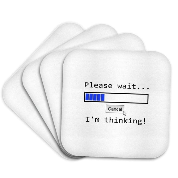 3drose, Funny Computer Software Bug Illustration - Click on the Button - White, Set of 4 Coasters - Soft