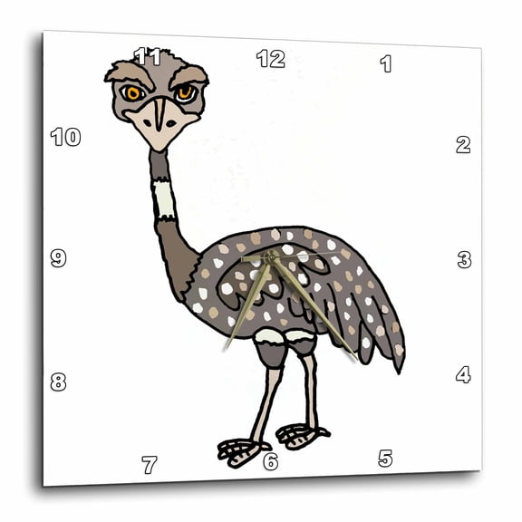 3drose, Funny Cool Camera Hog Emu Bird Cartoon, 15x15 Wall Clock