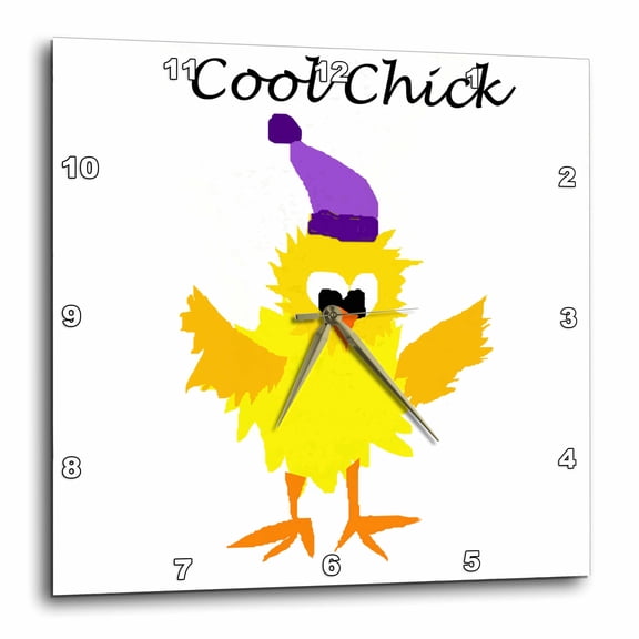 3drose, Funny Cool Chick Chicken Cartoon, 10x10 Wall Clock