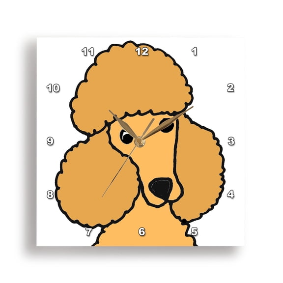 3drose, Funny Cute Cream or Apricot Miniature Toy Poodle Puppy Dog Face, 10x10 Wall Clock