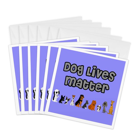 3drose, Funny Cute Dog Lives Matter Dog Lovers Cartoon, 6 Greeting Cards with Envelopes