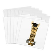 3drose, Funny Cute Llama in Graduation Cap with Diploma Scroll, 12 Greeting Cards with Envelopes
