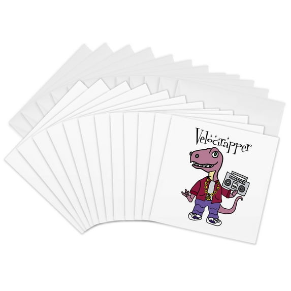 3drose, Funny Cute Purple Velociraptor Dinosaur Rapper Pun Cartoon, 12 ...