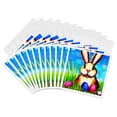 thumbnail image 1 of 3drose, Funny Easter Bunny, Green Grass, Blue Sky, Painted Eggs Gift for You, 12 Greeting Cards with Envelopes, 1 of 7