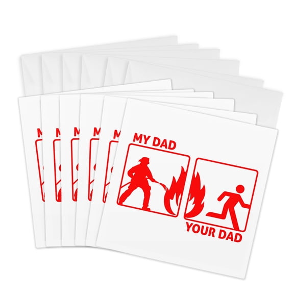 3drose, Funny Firefighter My Dad Your Dad Fun Design, 6 Greeting Cards with Envelopes