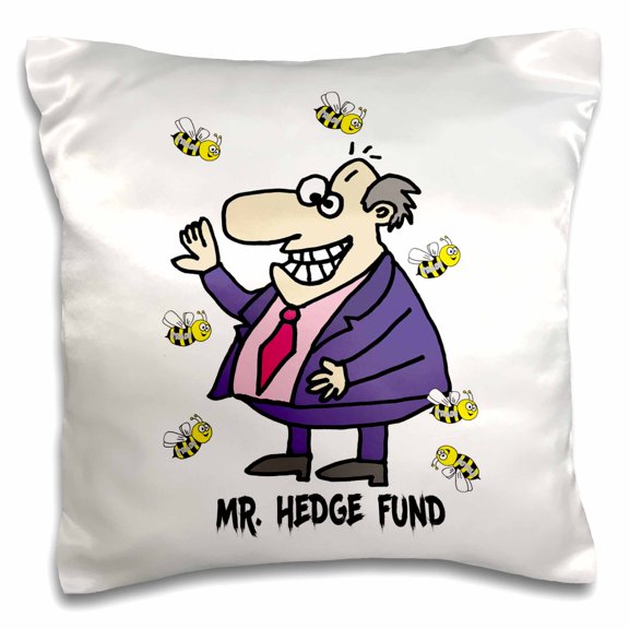 3drose, Funny Greedy Hedge Fund Manager Attacked by Trade Bees, 16x16 inch Pillow Case