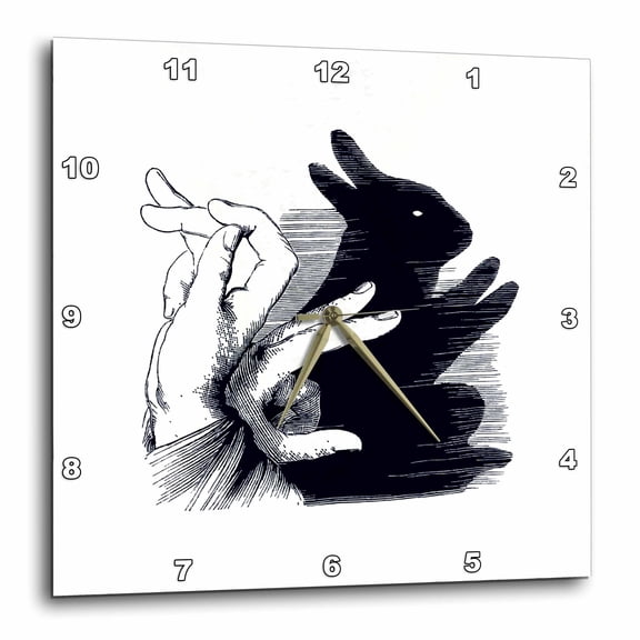 3drose, Funny Hand Shadows Design with Bunny Rabbit Shadow, 10x10 Wall Clock