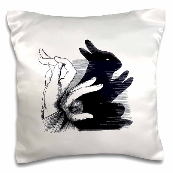 3drose, Funny Hand Shadows Design with Bunny Rabbit Shadow, 16x16 inch Pillow Case