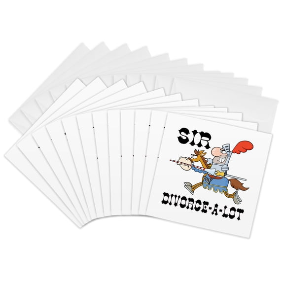 3drose, Funny Knight Sir Divorce a Lot, 12 Greeting Cards with Envelopes