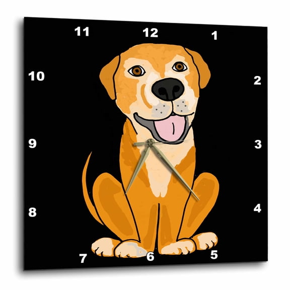3drose, Funny Lab Mix Rescue Dog Cartoon, 10x10 Wall Clock