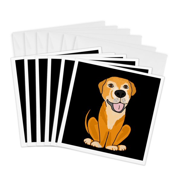 3drose, Funny Lab Mix Rescue Dog Cartoon, 6 Greeting Cards with Envelopes