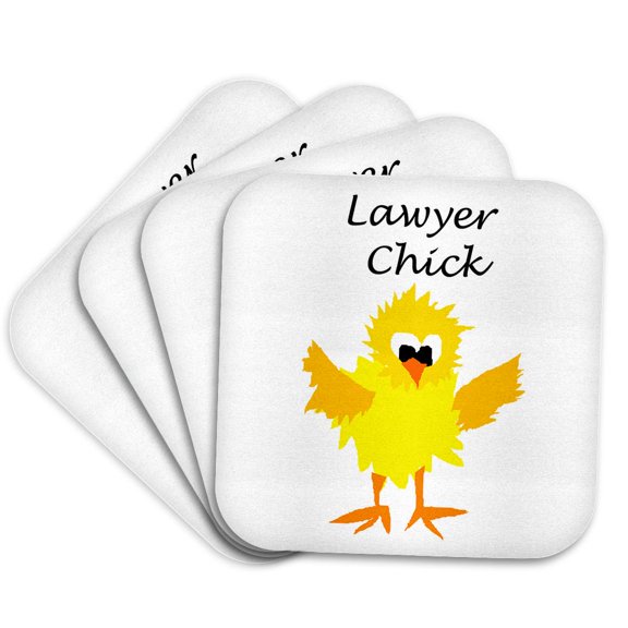 3drose, Funny Lawyer Chick Work Cartoon, Set of 4 Coasters - Soft