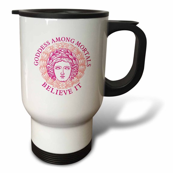 3drose, Funny Magenta and Pink Goddess Design, 14oz Stainless Steel Travel Mug