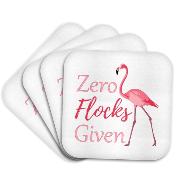 3drose, Funny Pink Flamingo Beach Quote, Zero Flocks Given., Set of 4 Coasters - Cork