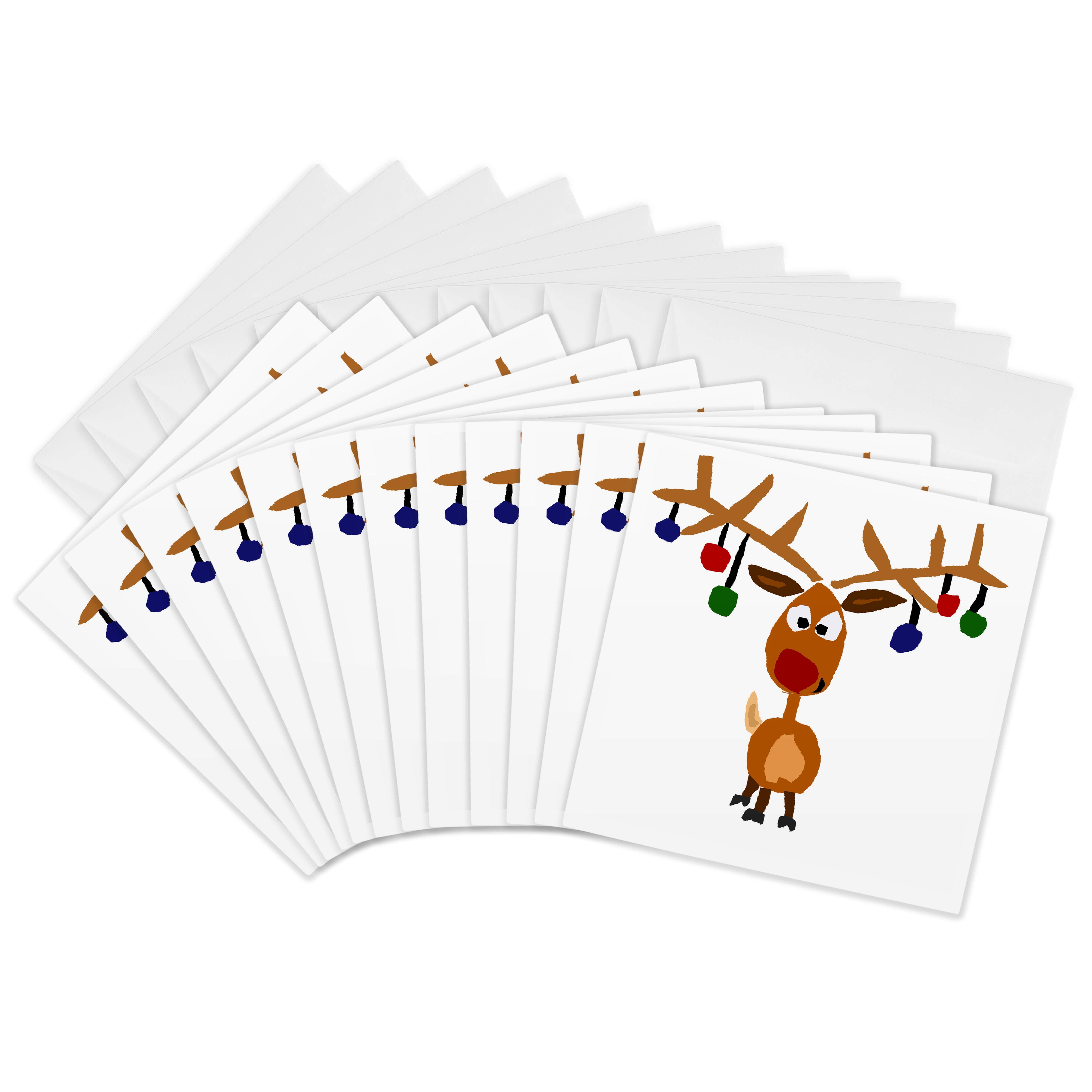 3drose, Funny Rudolph the Red Nosed Reindeer Christmas Art, 12 Greeting ...