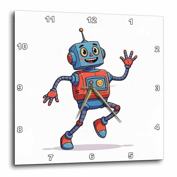 3drose, Funny Running Robot on White. Elegant Robotics Engineering Art Gift, 15x15 Wall Clock