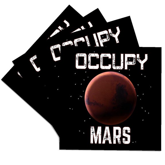 3drose, Funny Space Mars Exploration and Colonization Occupy Mars., Set of 4 Ceramic Tile Coasters