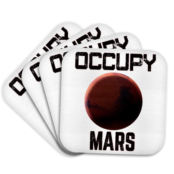 3drose, Funny Space Mars Exploration and Colonization Occupy Mars., Set of 4 Coasters - Soft