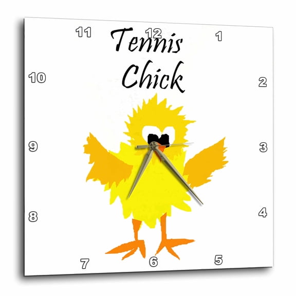 3drose, Funny Tennis Chick Cartoon Chicken Art, 15x15 Wall Clock