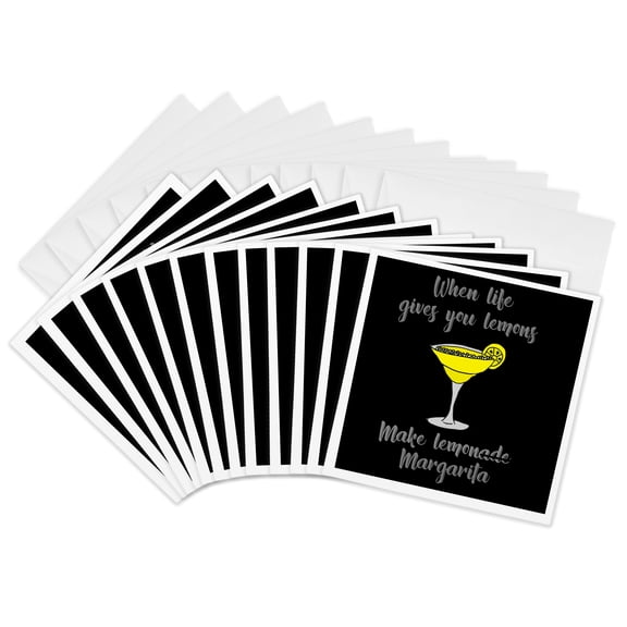 3drose, Funny When Life Gives You Lemons Make Marggarita, 12 Greeting Cards with Envelopes