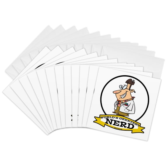 3drose, Funny Worlds Greatest Nerd Cartoon, 12 Greeting Cards with Envelopes