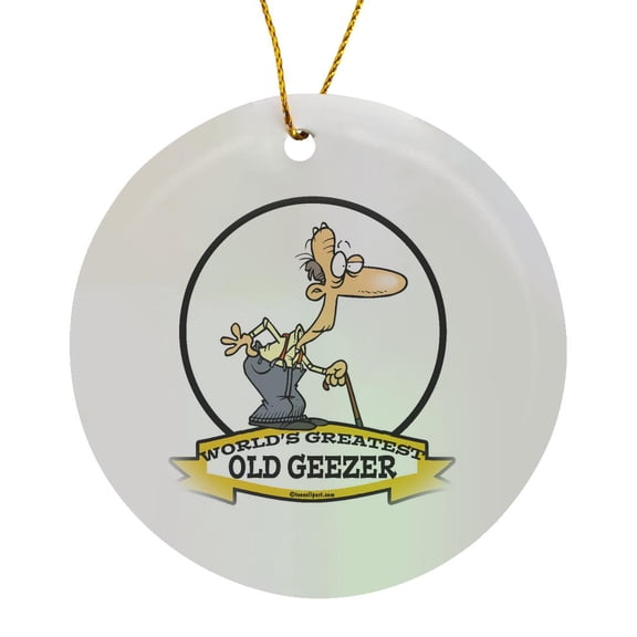 3drose, Funny Worlds Greatest Old Geezer Cartoon, Circle Porcelain Ornament