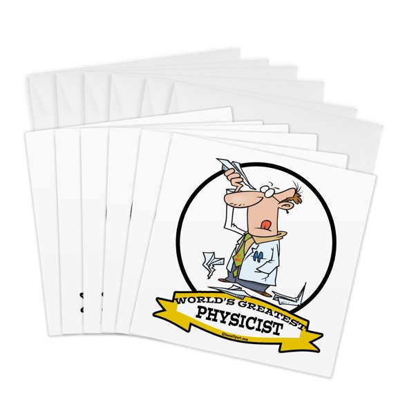 3drose, Funny Worlds Greatest Physicist Occupation Job Cartoon, 6 Greeting Cards with Envelopes