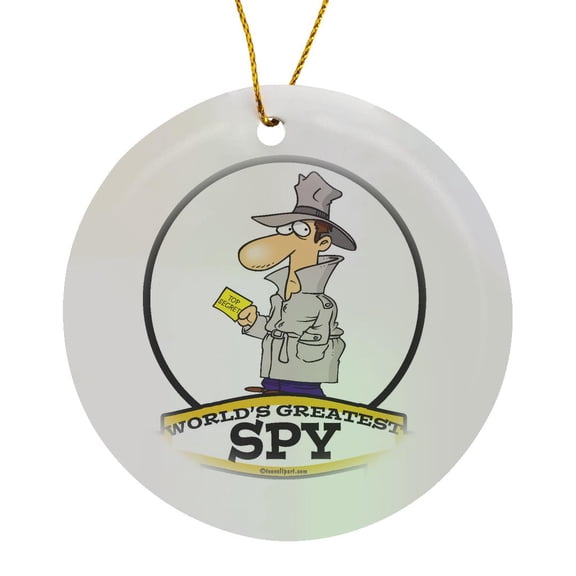 3drose, Funny Worlds Greatest Spy Cartoon, Circle Porcelain Ornament