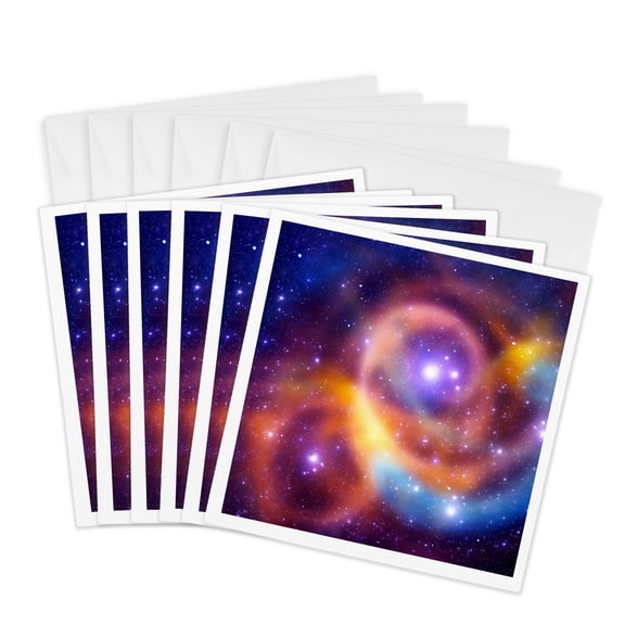 3drose, Galaxy and Nebula - Array of Stars and Gases, 6 Greeting Cards with Envelopes