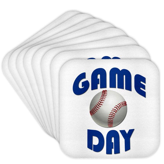 3drose, Game Day. Baseball., Set of 8 Coasters - Cork