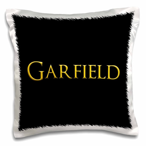 3drose, Garfield Popular Baby Boy Name in America. Yellow on Black Chic Gift, 16x16 inch Pillow Case