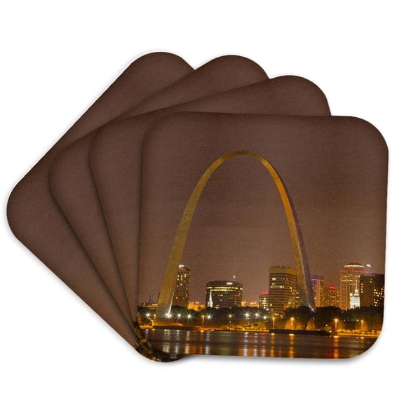 3drose, Gateway Arch, St Louis, Mississippi River, Missouri - Us26 Cha0012 - Chuck Haney, Set of 4 Coasters - Cork