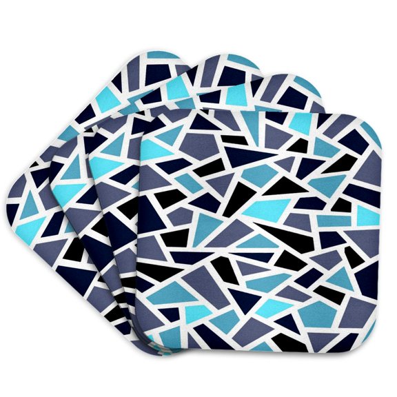 3drose, Geodesic Abstract Pattern Lilac Blue Black, Set of 4 Coasters - Soft