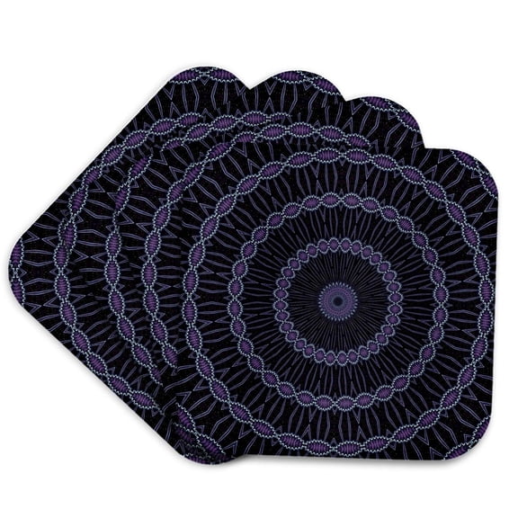 3drose, Geodesic Abstract Pattern Peach Khaki Brown, Set of 4 Coasters - Cork