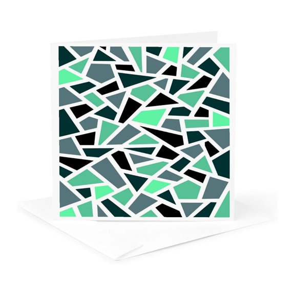 3drose, Geodesic Abstract Pattern Teal Blue Green, 1 Greeting Card with Envelope