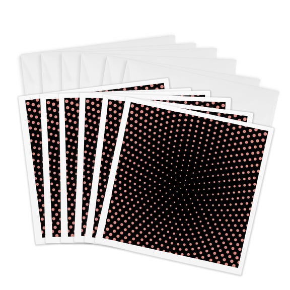 3drose, Geometric Abstract Centered Dot Pattern Background Design, 6 Greeting Cards with Envelopes