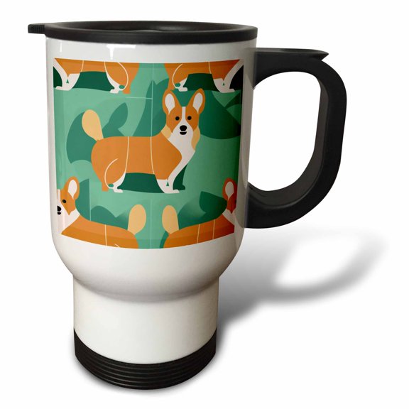 3drose, Geometric Elegance Underscores These Mid-century Corgis, 14oz Stainless Steel Travel Mug