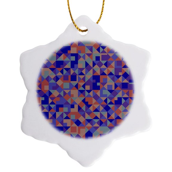 3drose, Geometric Pattern Background - Abstract Vector Graphic Design, 3 inch Snowflake Porcelain Ornament