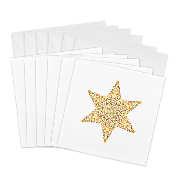 3drose, Geometrical Abstract Isolated Colorful Floral Star Logo Template, 6 Greeting Cards with Envelopes