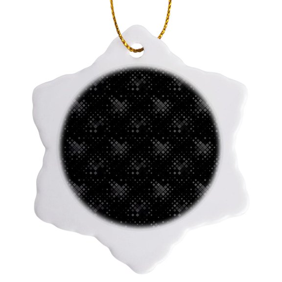 3drose, Geometrical Square Pattern Background - Abstract Gray Vector Graphic, 3 inch Snowflake Porcelain Ornament