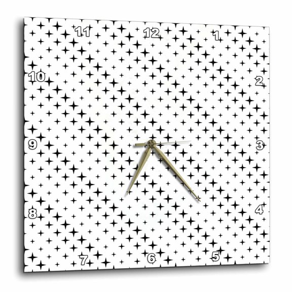 3drose, Geometrical Star Pattern Background - Monochrome Vector Design, 10x10 Wall Clock