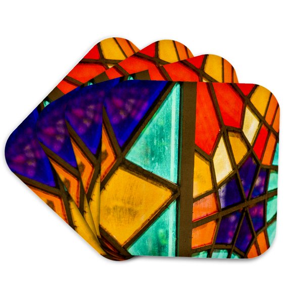3drose, Georgia, Tbilisi. Old Town, Georgian Building with Stained Glass., Set of 4 Coasters - Cork