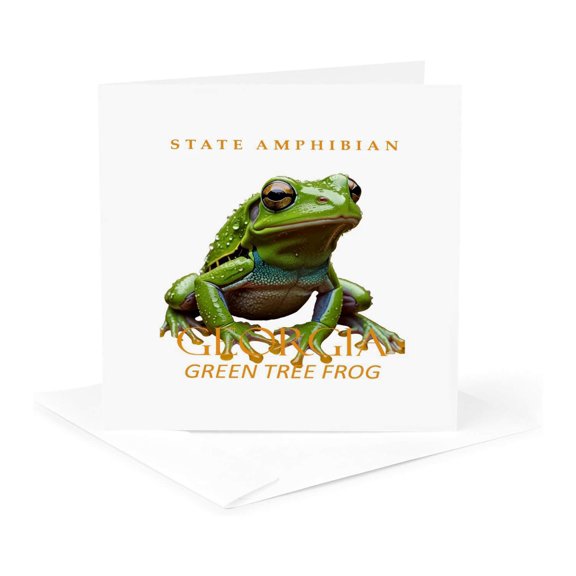 3drose, Georgia Territory Amphibian the Green Tree Frog, 1 Greeting Card with Envelope
