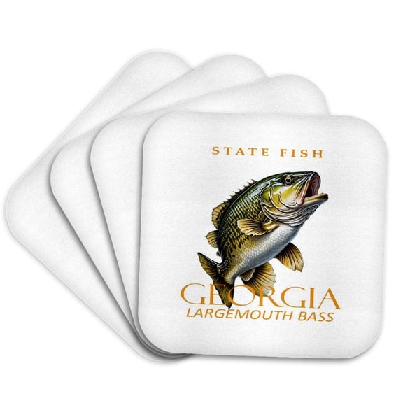 3drose, Georgia Territory Fish the Largemouth Bass, Set of 4 Coasters - Soft