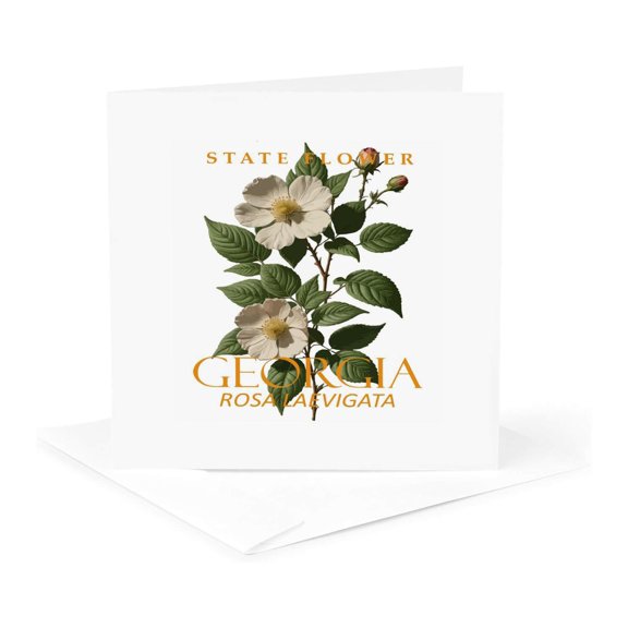 3drose, Georgia Territory Flower the Rosa Laevigata, 1 Greeting Card with Envelope